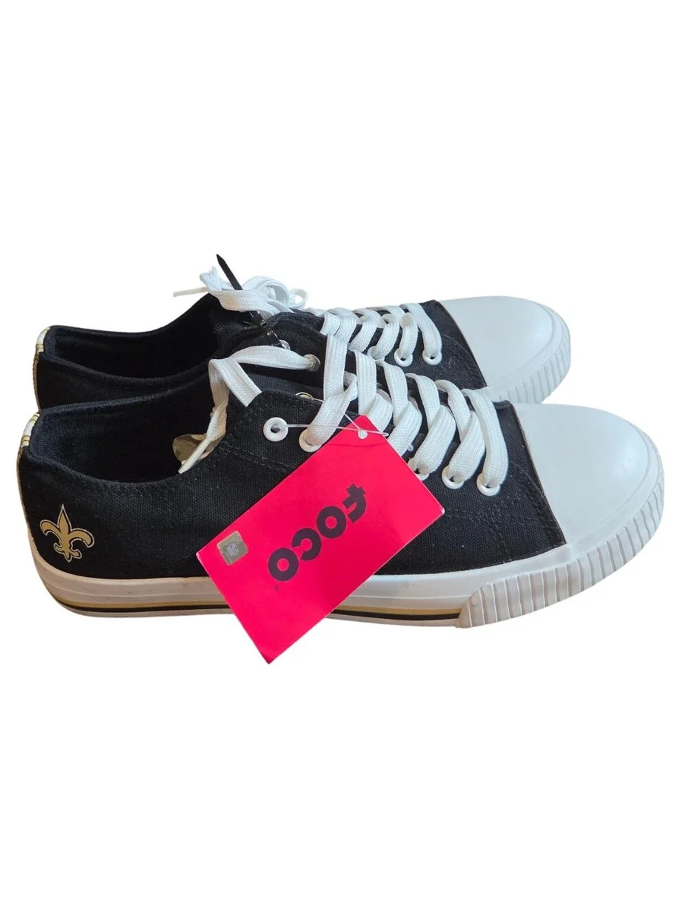 FOCO New Orleans Saints Sneakers Mens 10 Canvas Shoes Black White Football Game